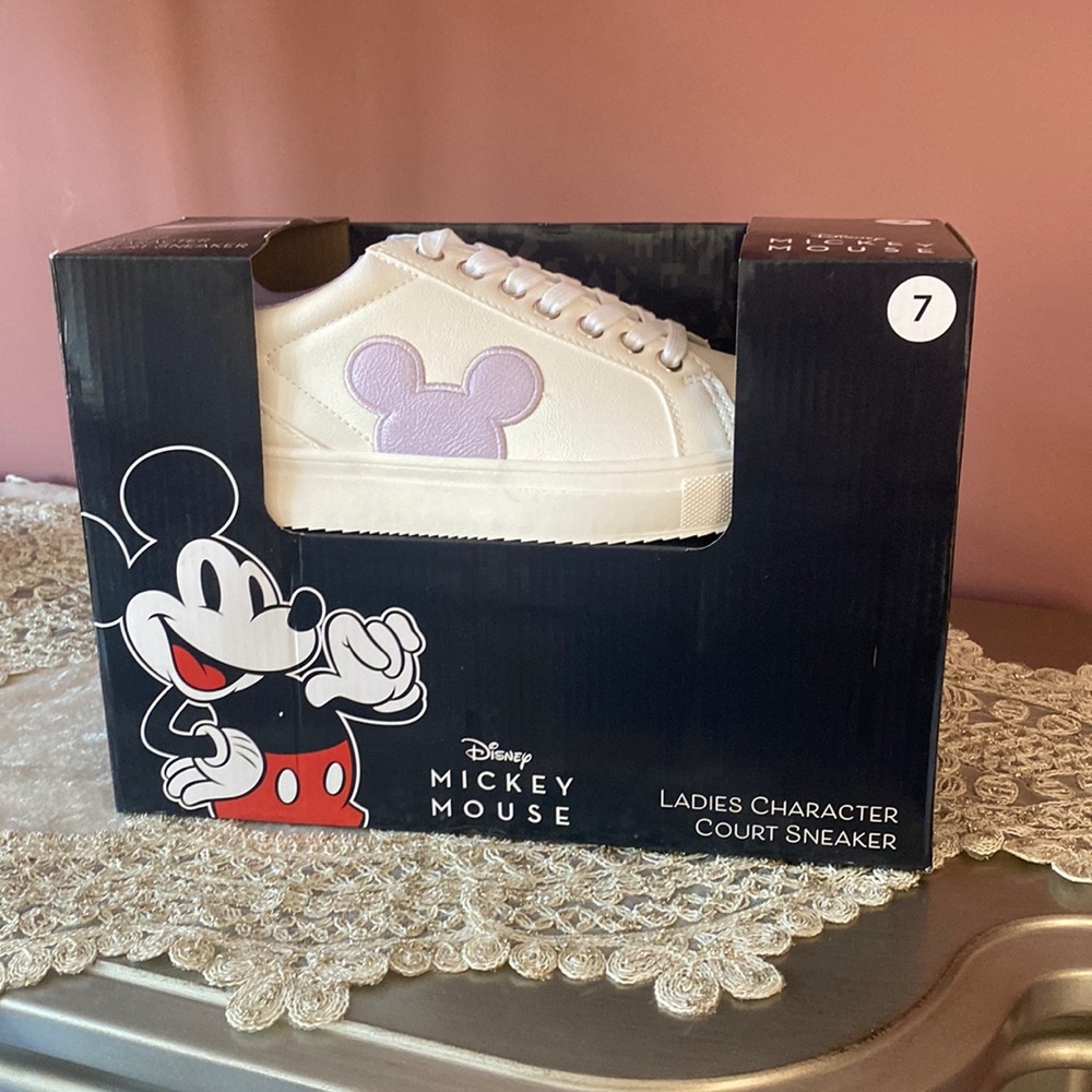 Purple and White Character Court Sneaker- Mickey